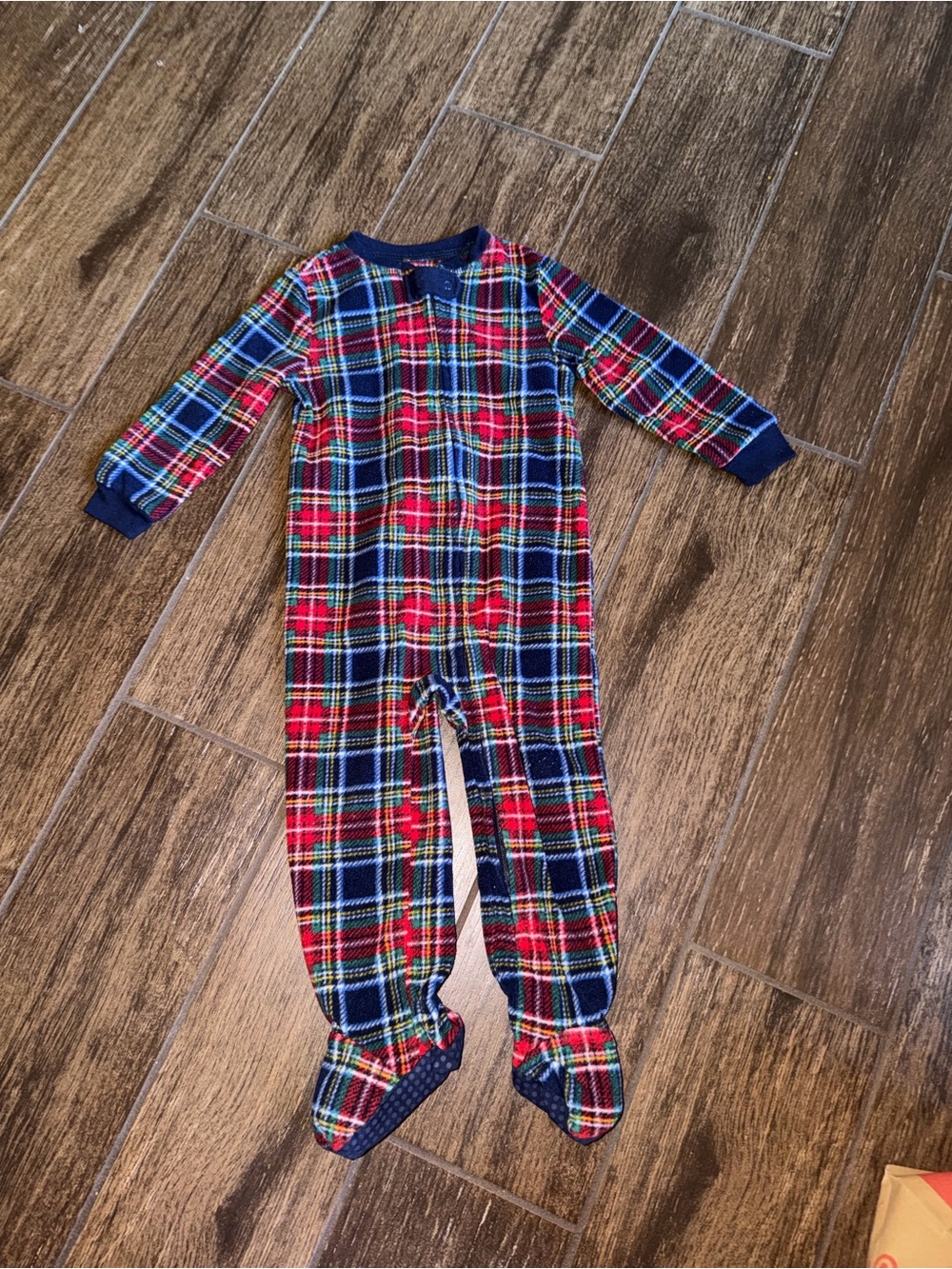 Eddie Bauer Red & Navy Plaid Footed One-Piece